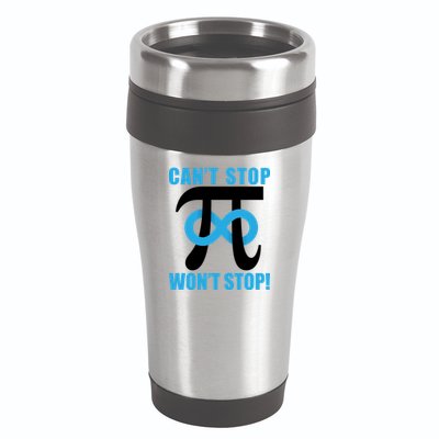 Can't Stop Won't Stop! Pi Day Infinity Math Geek Logo 16oz Travel Tumbler