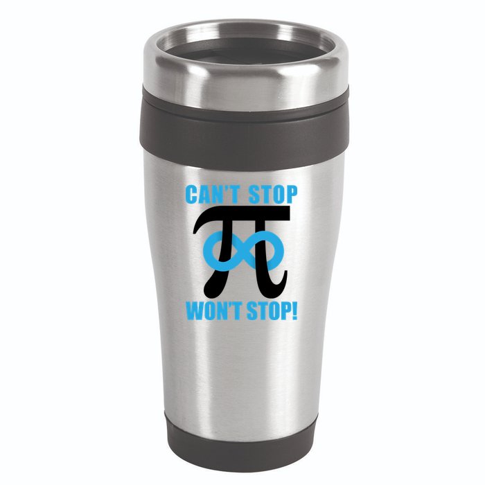 Can't Stop Won't Stop! Pi Day Infinity Math Geek Logo 16oz Travel Tumbler