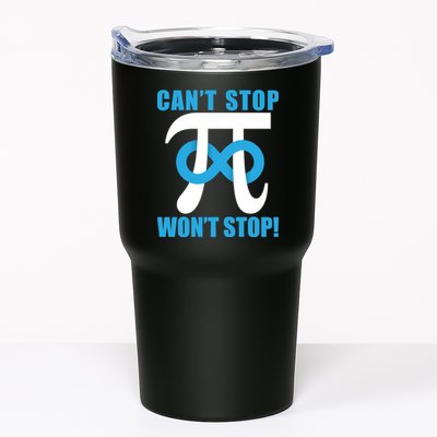 Can't Stop Won't Stop! Pi Day Infinity Math Geek Logo Tumbler