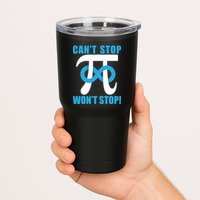 Can't Stop Won't Stop! Pi Day Infinity Math Geek Logo Tumbler