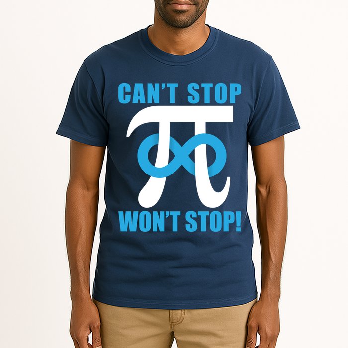 Can't Stop Won't Stop! Pi Day Infinity Math Geek Logo Tall T-Shirt