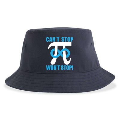 Can't Stop Won't Stop! Pi Day Infinity Math Geek Logo Sustainable Bucket Hat