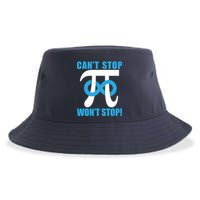 Can't Stop Won't Stop! Pi Day Infinity Math Geek Logo Sustainable Bucket Hat