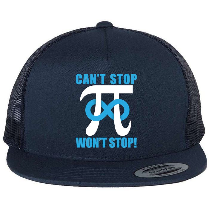 Can't Stop Won't Stop! Pi Day Infinity Math Geek Logo Flatbill Hat