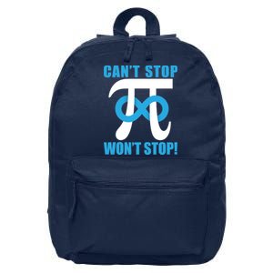 Can't Stop Won't Stop! Pi Day Infinity Math Geek Logo 16 in Basic Backpack