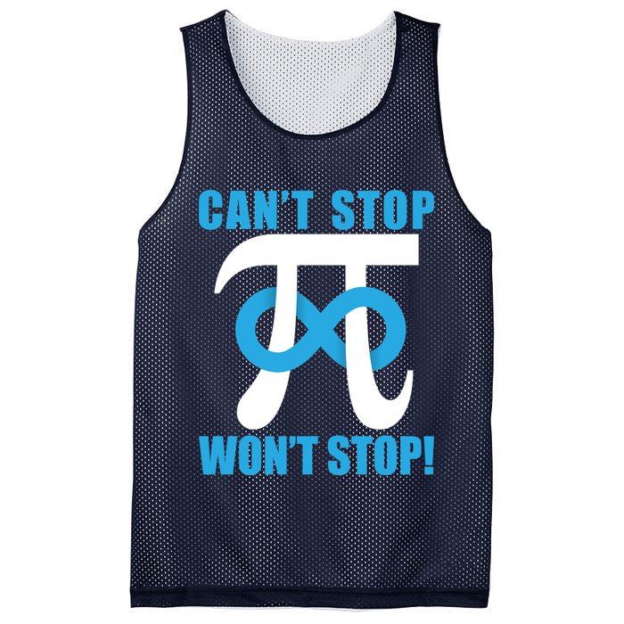 Can't Stop Won't Stop! Pi Day Infinity Math Geek Logo Mesh Reversible Basketball Jersey Tank