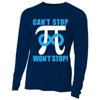 Can't Stop Won't Stop! Pi Day Infinity Math Geek Logo Cooling Performance Long Sleeve Crew