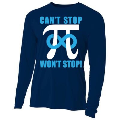 Can't Stop Won't Stop! Pi Day Infinity Math Geek Logo Cooling Performance Long Sleeve Crew