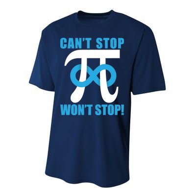 Can't Stop Won't Stop! Pi Day Infinity Math Geek Logo Performance Sprint T-Shirt