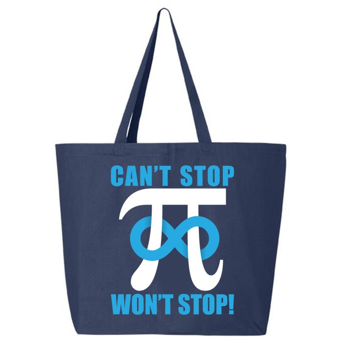 Can't Stop Won't Stop! Pi Day Infinity Math Geek Logo 25L Jumbo Tote