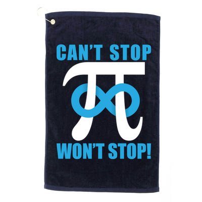 Can't Stop Won't Stop! Pi Day Infinity Math Geek Logo Golf Towel