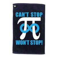 Can't Stop Won't Stop! Pi Day Infinity Math Geek Logo Golf Towel