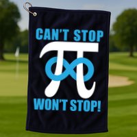 Can't Stop Won't Stop! Pi Day Infinity Math Geek Logo Golf Towel