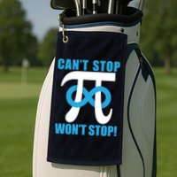 Can't Stop Won't Stop! Pi Day Infinity Math Geek Logo Golf Towel