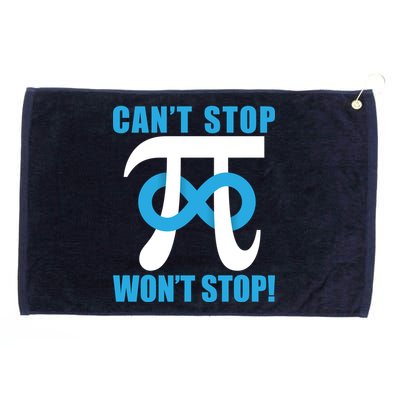 Can't Stop Won't Stop! Pi Day Infinity Math Geek Logo Grommeted Golf Towel