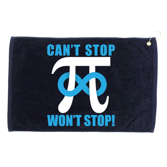 Can't Stop Won't Stop! Pi Day Infinity Math Geek Logo Grommeted Golf Towel