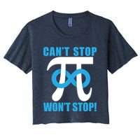 Can't Stop Won't Stop! Pi Day Infinity Math Geek Logo Crop Top