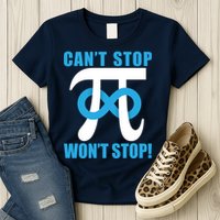 Can't Stop Won't Stop! Pi Day Infinity Math Geek Logo Womens T-Shirt
