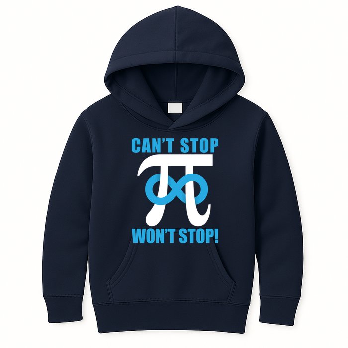 Can't Stop Won't Stop! Pi Day Infinity Math Geek Logo Kids Hoodie