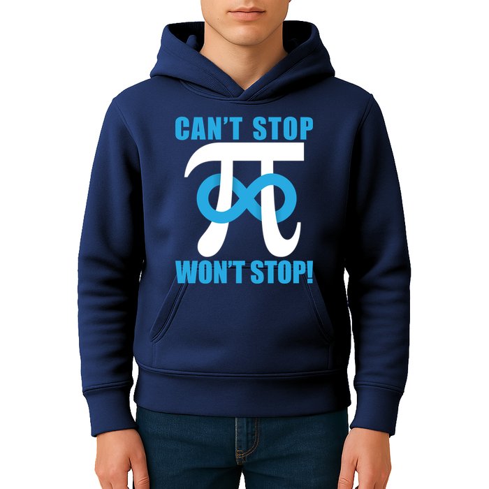 Can't Stop Won't Stop! Pi Day Infinity Math Geek Logo Kids Hoodie
