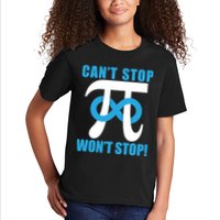 Can't Stop Won't Stop! Pi Day Infinity Math Geek Logo Kids T-Shirt