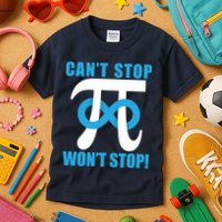 Can't Stop Won't Stop! Pi Day Infinity Math Geek Logo Kids T-Shirt