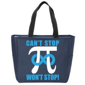 Can't Stop Won't Stop! Pi Day Infinity Math Geek Logo Zip Tote Bag