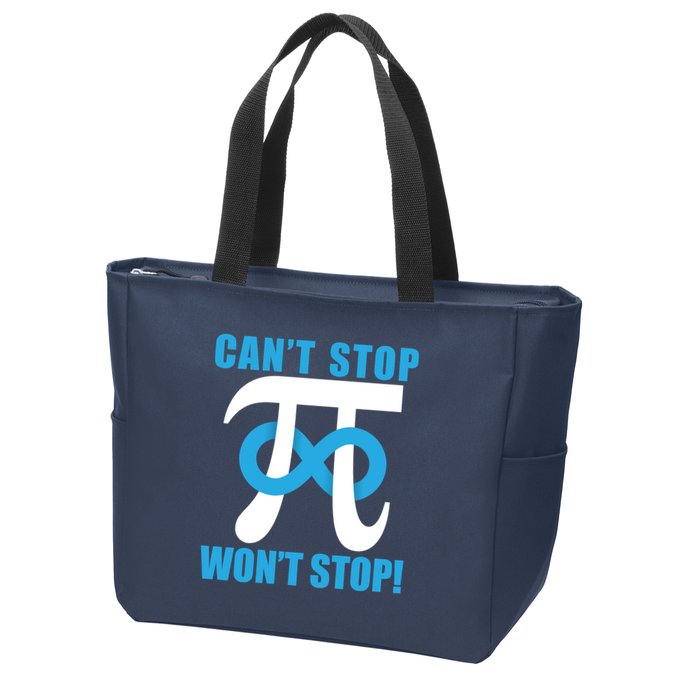 Can't Stop Won't Stop! Pi Day Infinity Math Geek Logo Zip Tote Bag