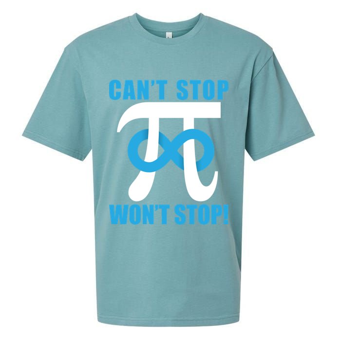Can't Stop Won't Stop! Pi Day Infinity Math Geek Logo Sueded Cloud Jersey T-Shirt