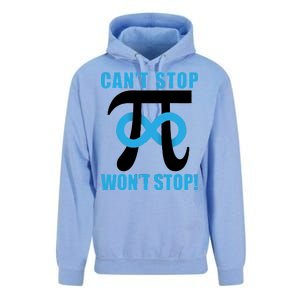 Can't Stop Won't Stop! Pi Day Infinity Math Geek Logo Unisex Surf Hoodie