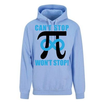 Can't Stop Won't Stop! Pi Day Infinity Math Geek Logo Unisex Surf Hoodie