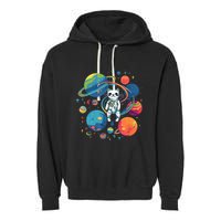 Cat Astronaut Out In The Space Garment-Dyed Fleece Hoodie