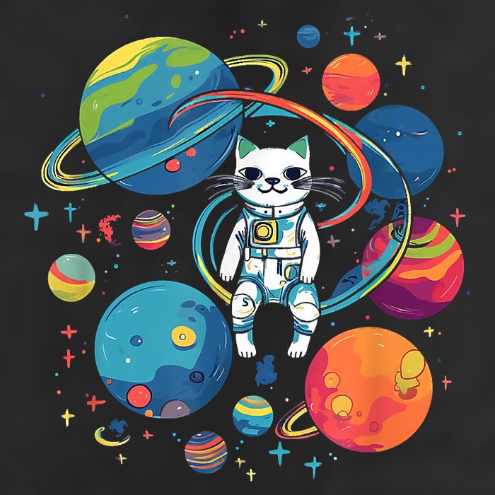 Cat Astronaut Out In The Space Garment-Dyed Fleece Hoodie
