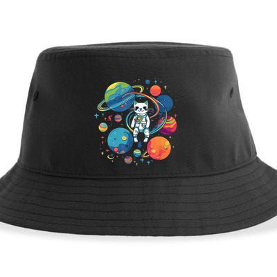 Cat Astronaut Out In The Space Sustainable Bucket Hat