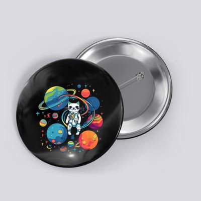 Cat Astronaut Out In The Space Button