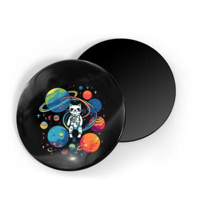Cat Astronaut Out In The Space Magnet