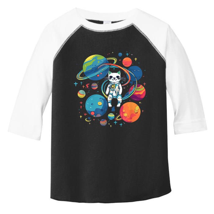Cat Astronaut Out In The Space Toddler Fine Jersey T-Shirt