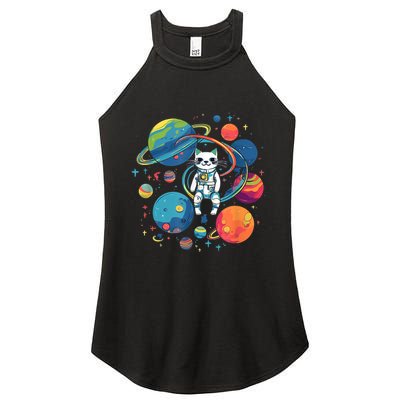 Cat Astronaut Out In The Space Women's Perfect Tri Rocker Tank