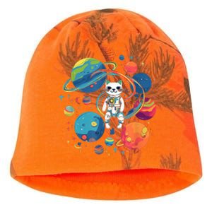 Cat Astronaut Out In The Space Kati - Camo Knit Beanie