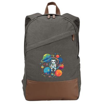 Cat Astronaut Out In The Space Cotton Canvas Backpack