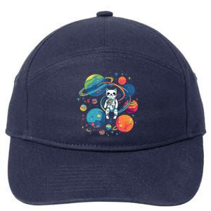 Cat Astronaut Out In The Space 7-Panel Snapback Hat