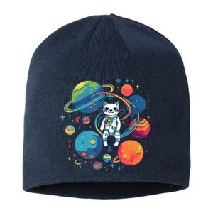 Cat Astronaut Out In The Space Sustainable Beanie