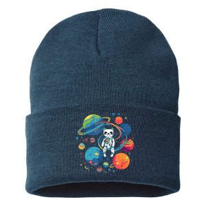 Cat Astronaut Out In The Space Sustainable Knit Beanie