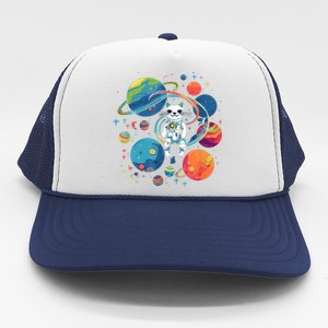 Cat Astronaut Out In The Space Trucker Hat