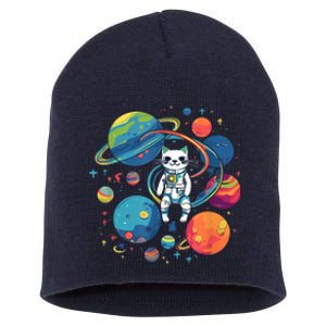 Cat Astronaut Out In The Space Short Acrylic Beanie