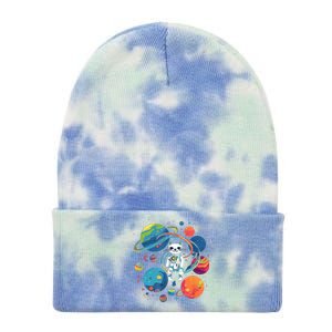 Cat Astronaut Out In The Space Tie Dye 12in Knit Beanie