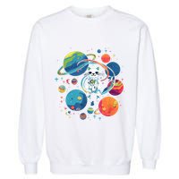 Cat Astronaut Out In The Space Garment-Dyed Sweatshirt