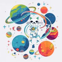 Cat Astronaut Out In The Space Garment-Dyed Sweatshirt