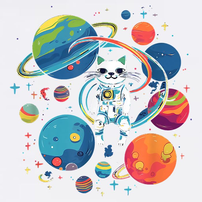 Cat Astronaut Out In The Space Garment-Dyed Sweatshirt