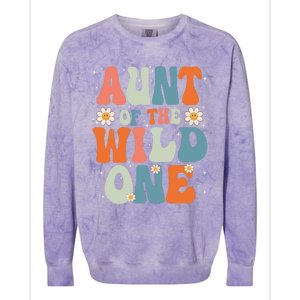 Cute Aunt Of The Wild One Birthday Family Matching Great Gift Colorblast Crewneck Sweatshirt